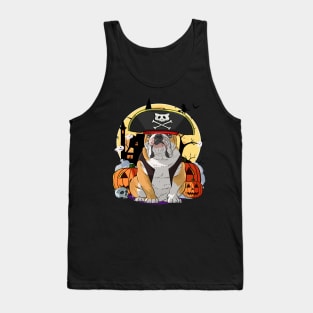 English Bulldog Happy Halloween Pirate Costume Tank Top